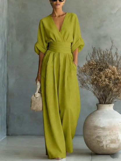 Sophia | Wide-Leg Linen Jumpsuit For Women