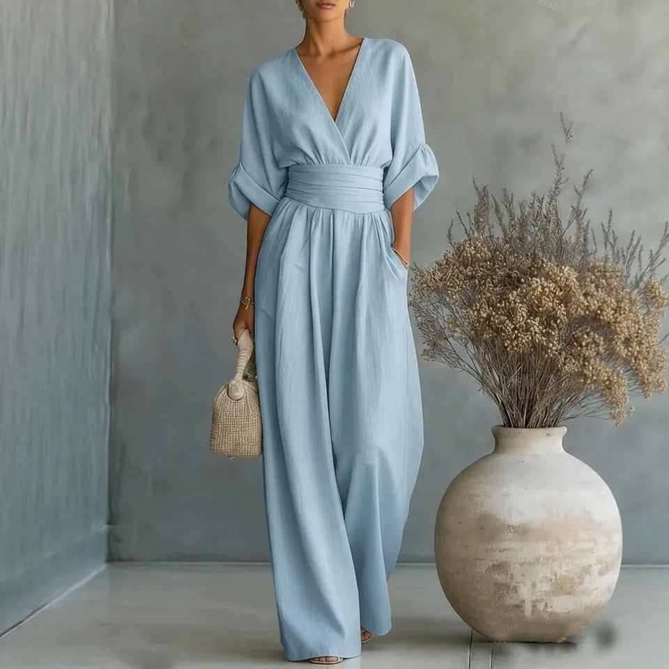 Sophia | Wide-Leg Linen Jumpsuit For Women