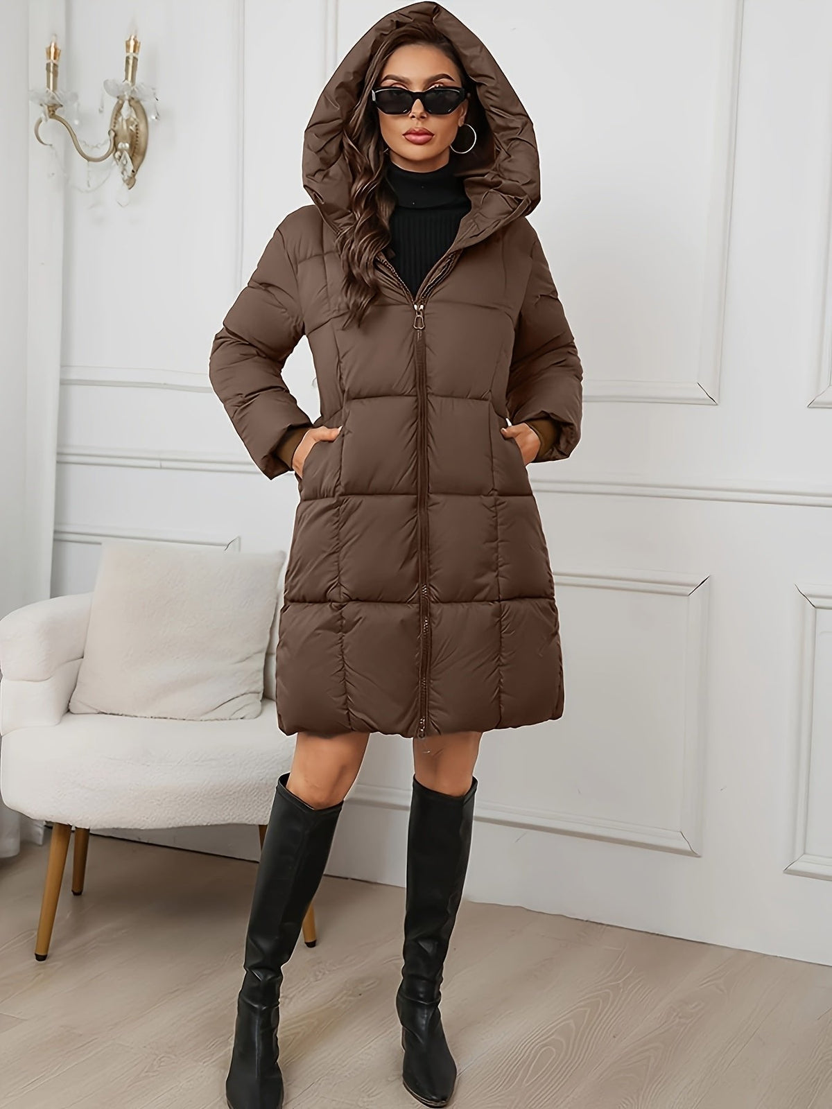 Sophia | Long Puffer Jacket with Adjustable Hood and Thermal Insulation