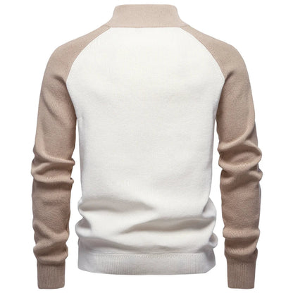 Men's Cotton Mock Neck Pullover Sweater Quarter Zip