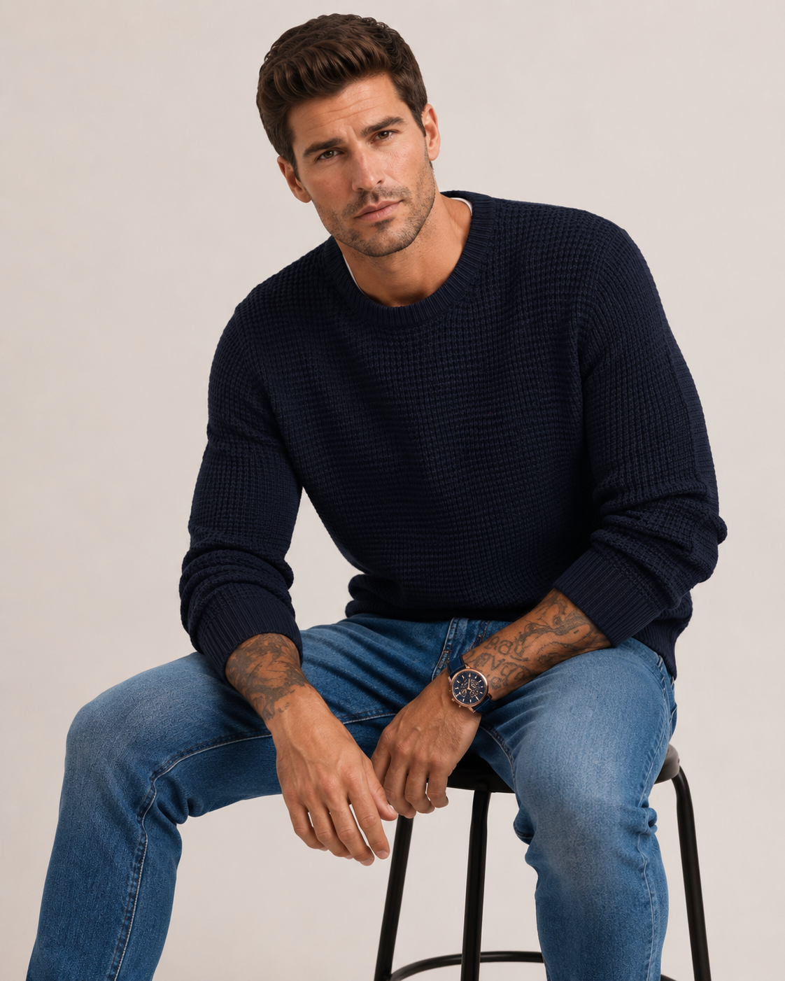 Structured Knit Long Sleeve Pullover