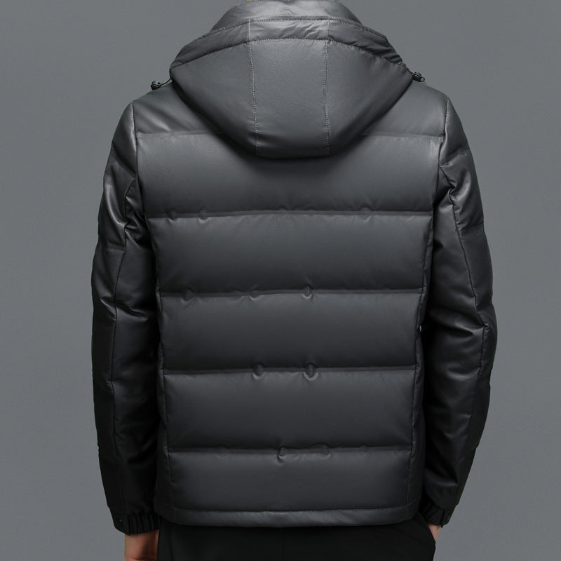 Belmont Genuine Leather Duck Down Jacket