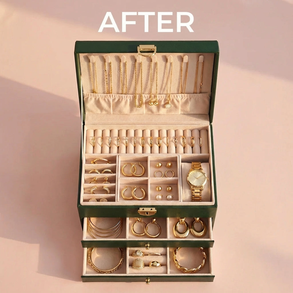Jewelry Box with Drawers — 2-Tier Organizer