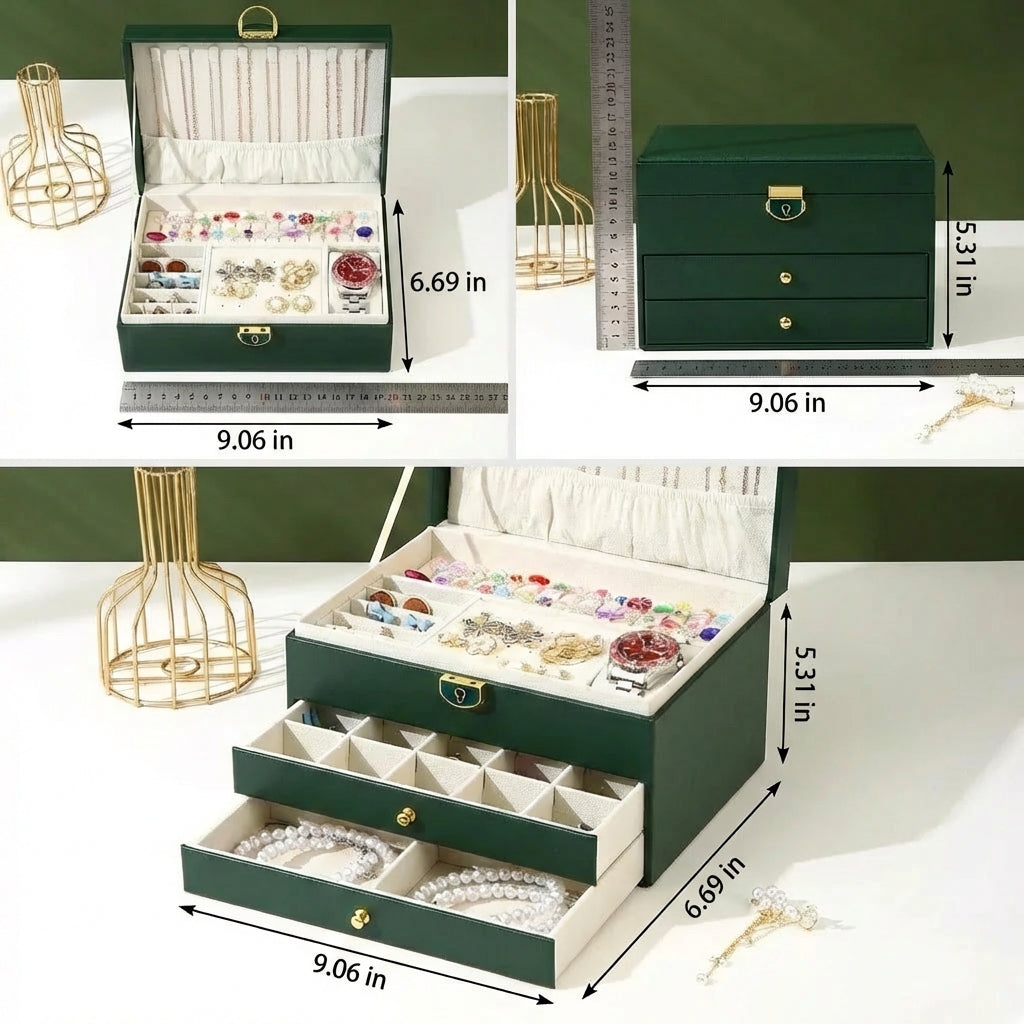 Jewelry Box with Drawers — 2-Tier Organizer