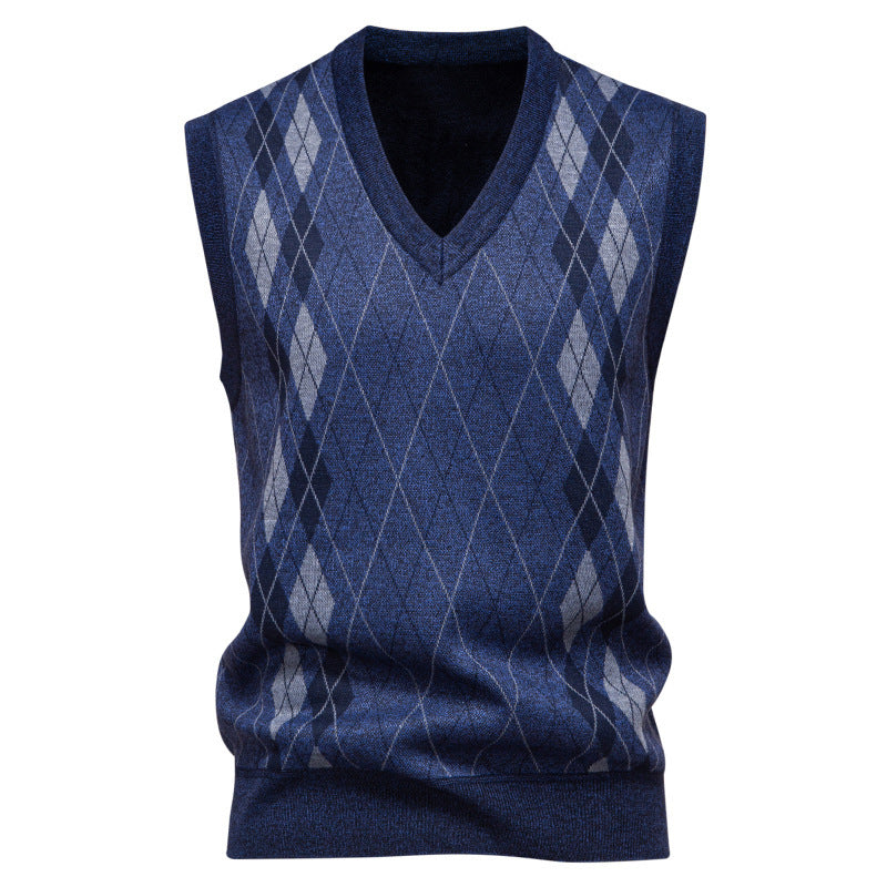 Men's Argyle Cotton Blend Knit Vest