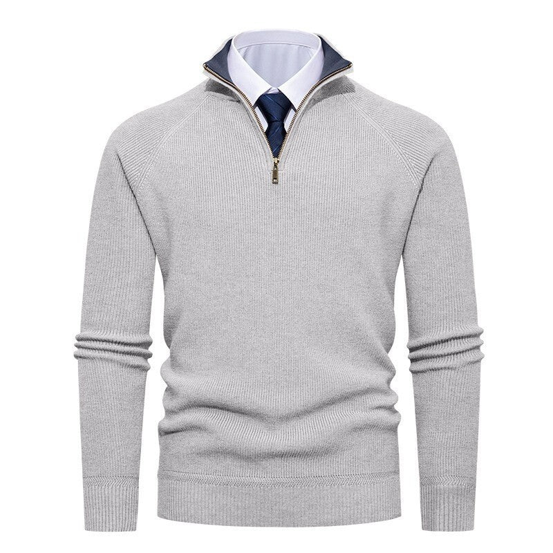 Men's Fine Ribbed Knit Half-Zip Sweater