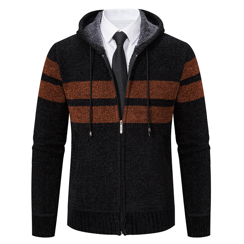 Men's Teddy Lined Knit Hooded Jacket
