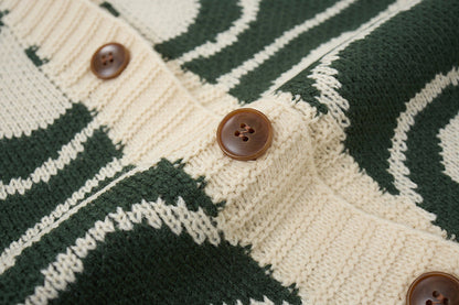 Unisex Abstract Swirl Oversized Knit Cardigan