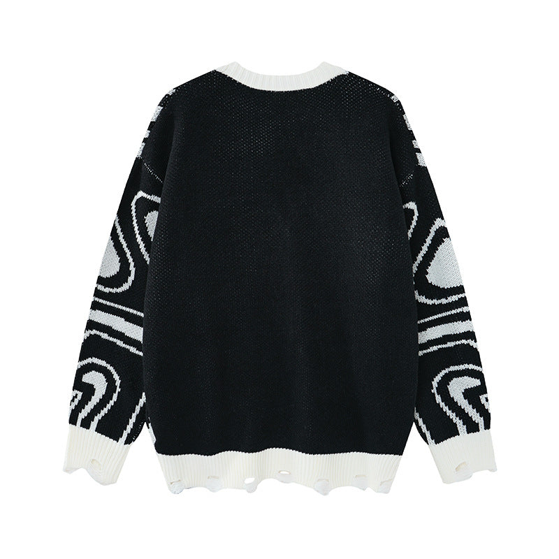 Unisex Abstract Swirl Oversized Knit Cardigan