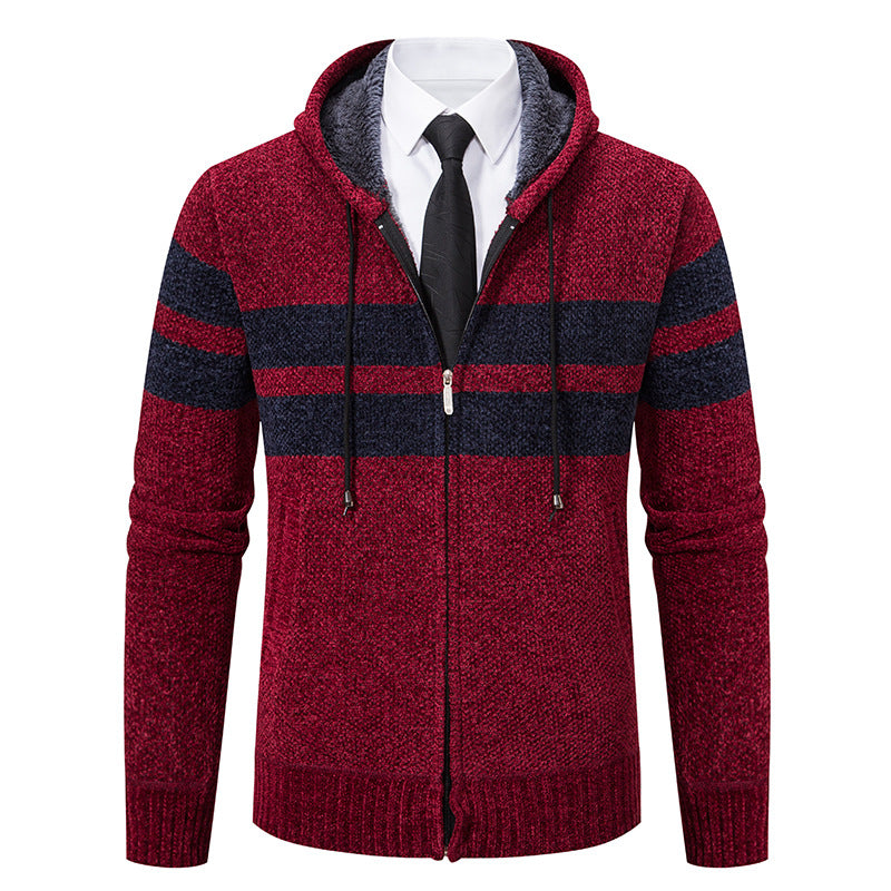 Men's Teddy Lined Knit Hooded Jacket