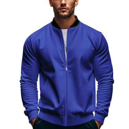 Men's Slim Zip Bomber Jacket With Stand Collar