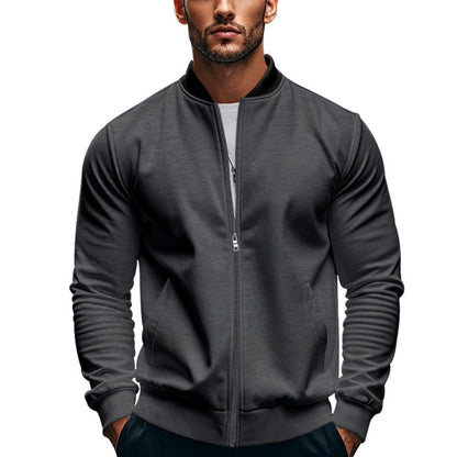 Men's Slim Zip Bomber Jacket With Stand Collar