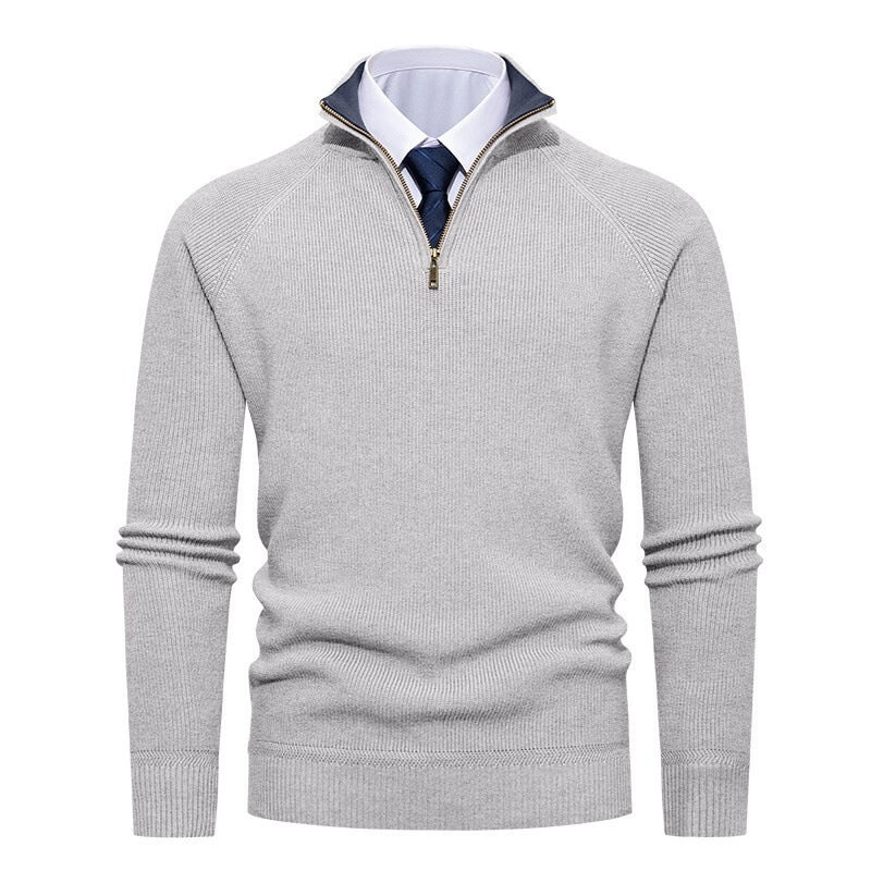 Men's Fine Ribbed Knit Half-Zip Sweater