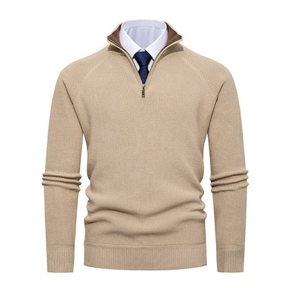 Men's Fine Ribbed Knit Half-Zip Sweater