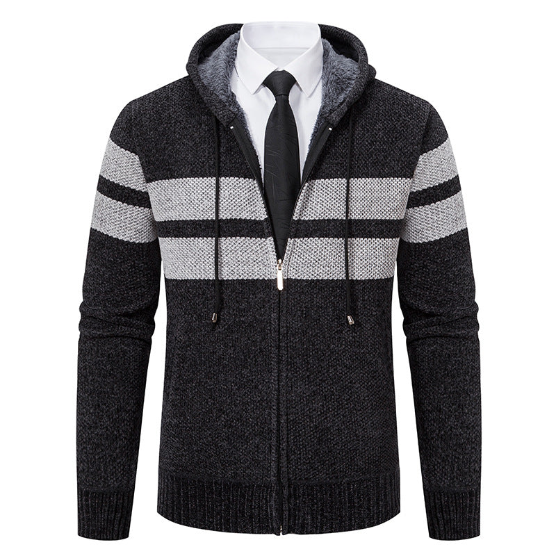 Men's Teddy Lined Knit Hooded Jacket