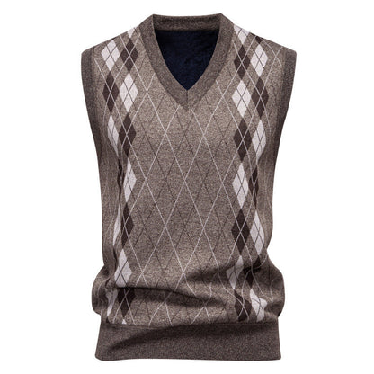 Men's Argyle Cotton Blend Knit Vest