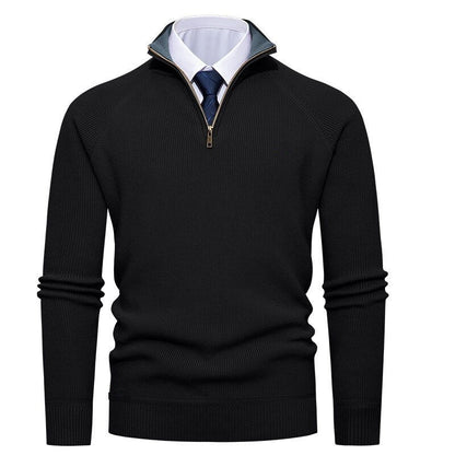Men's Fine Ribbed Knit Half-Zip Sweater
