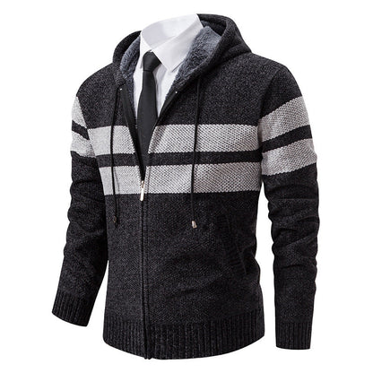 Men's Teddy Lined Knit Hooded Jacket