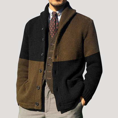 Men's Wool Cardigan with Shawl Collar - Elegant Coatigan Winter Jacket