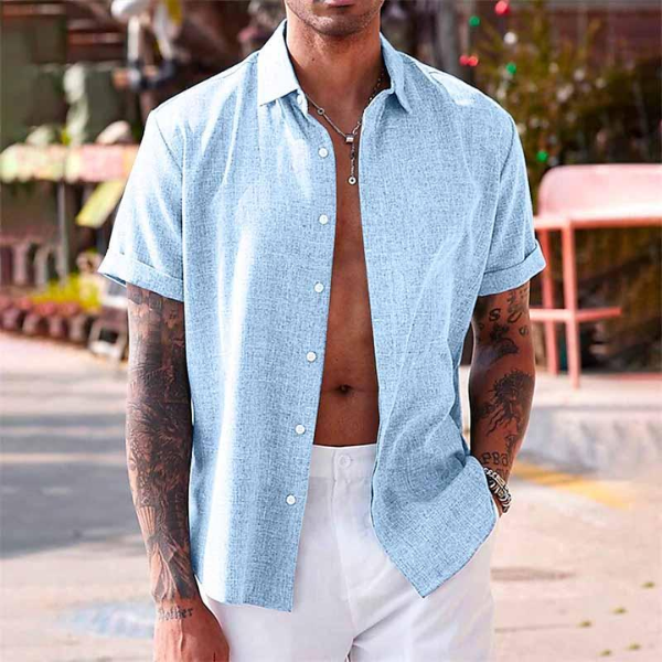Jason | Short-sleeved shirt made of cotton and linen