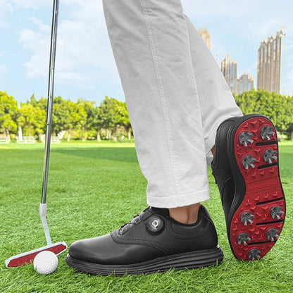 Olivier Mark Leather Golf Shoes with Spiked Sole