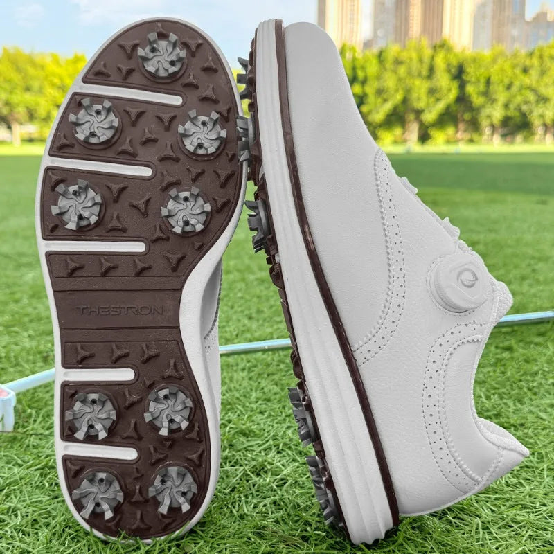 Olivier Mark Leather Golf Shoes with Spiked Sole