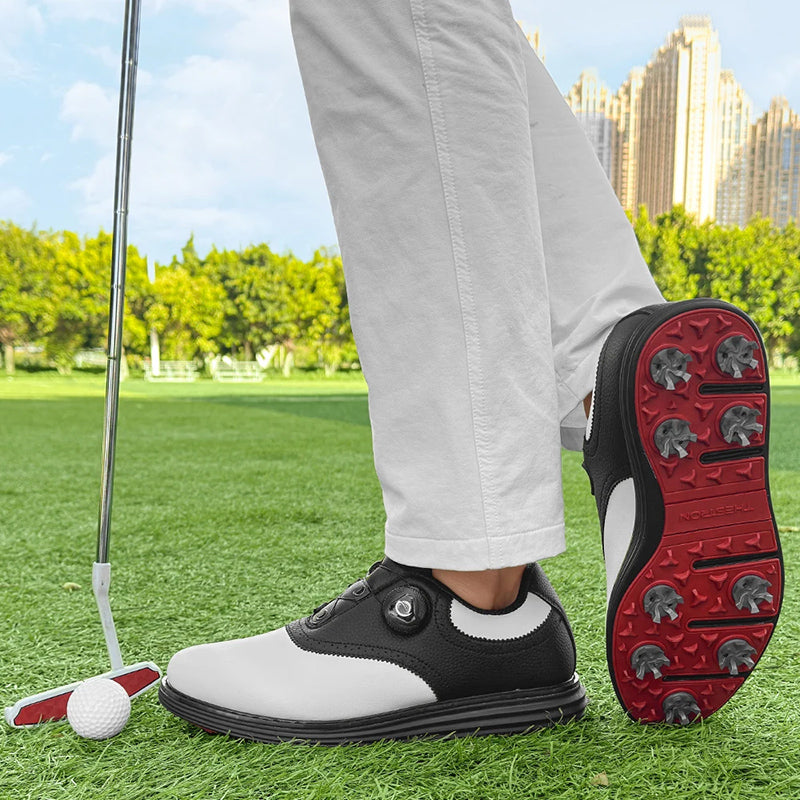 Olivier Mark Leather Golf Shoes with Spiked Sole