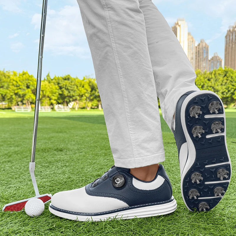 Olivier Mark Leather Golf Shoes with Spiked Sole