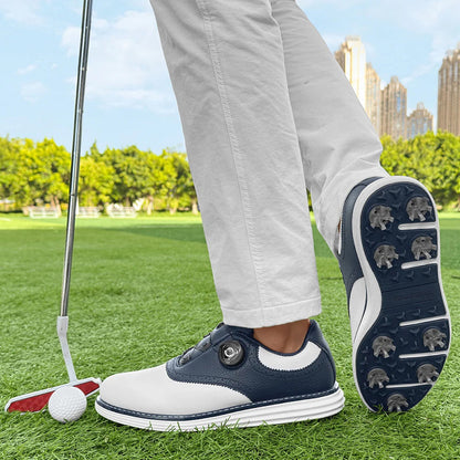 Olivier Mark Leather Golf Shoes with Spiked Sole