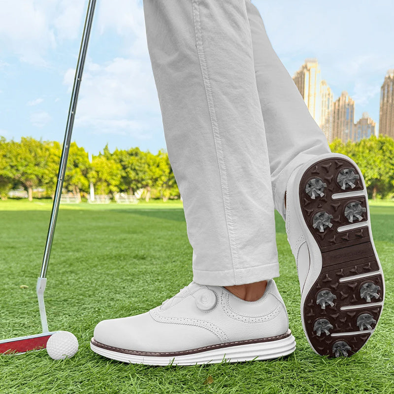Olivier Mark Leather Golf Shoes with Spiked Sole