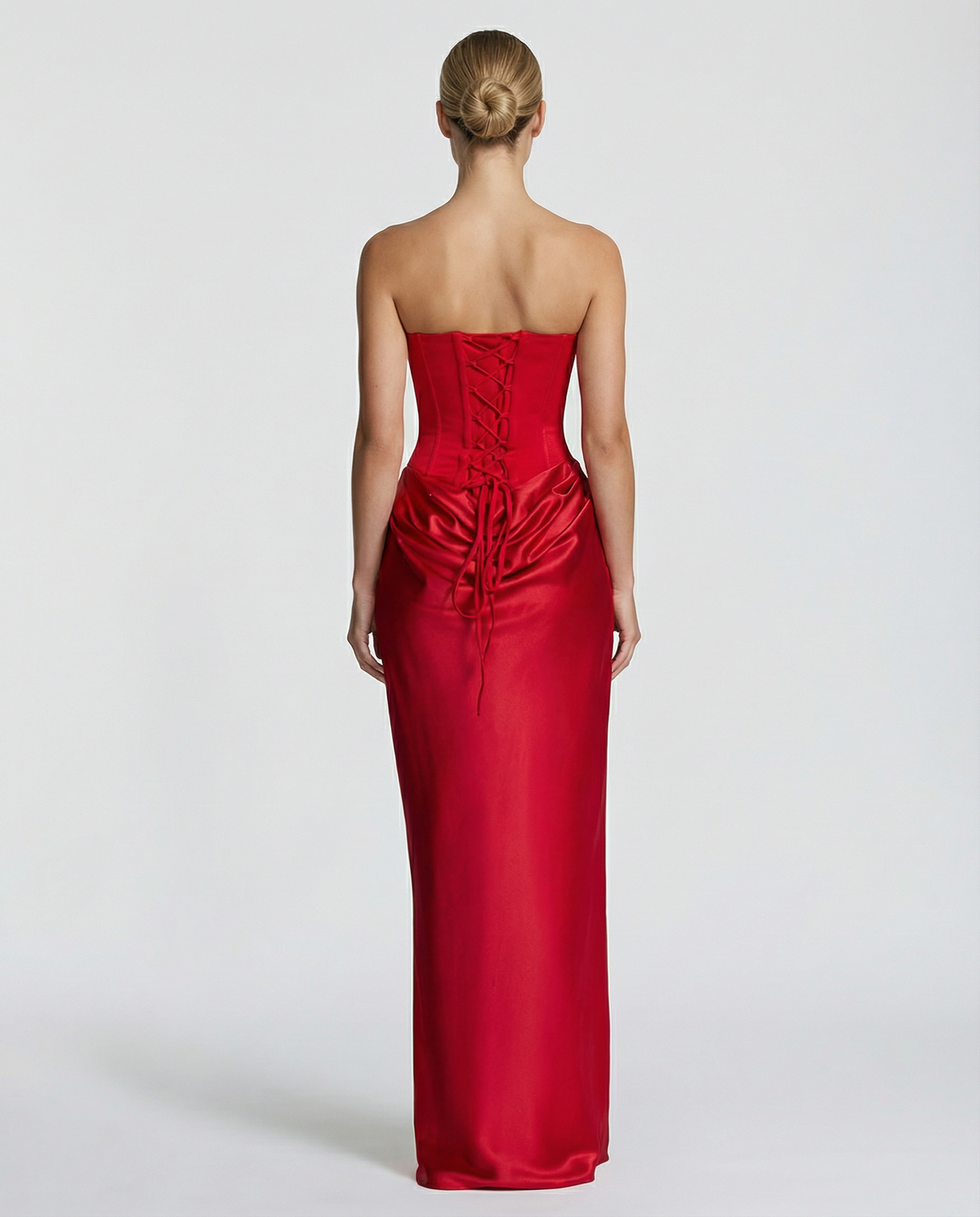 Vivienne | Black Satin Corset Maxi Dress For Women