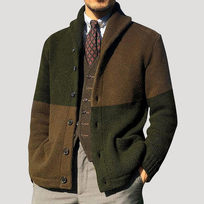 Men's Wool Cardigan with Shawl Collar - Elegant Coatigan Winter Jacket