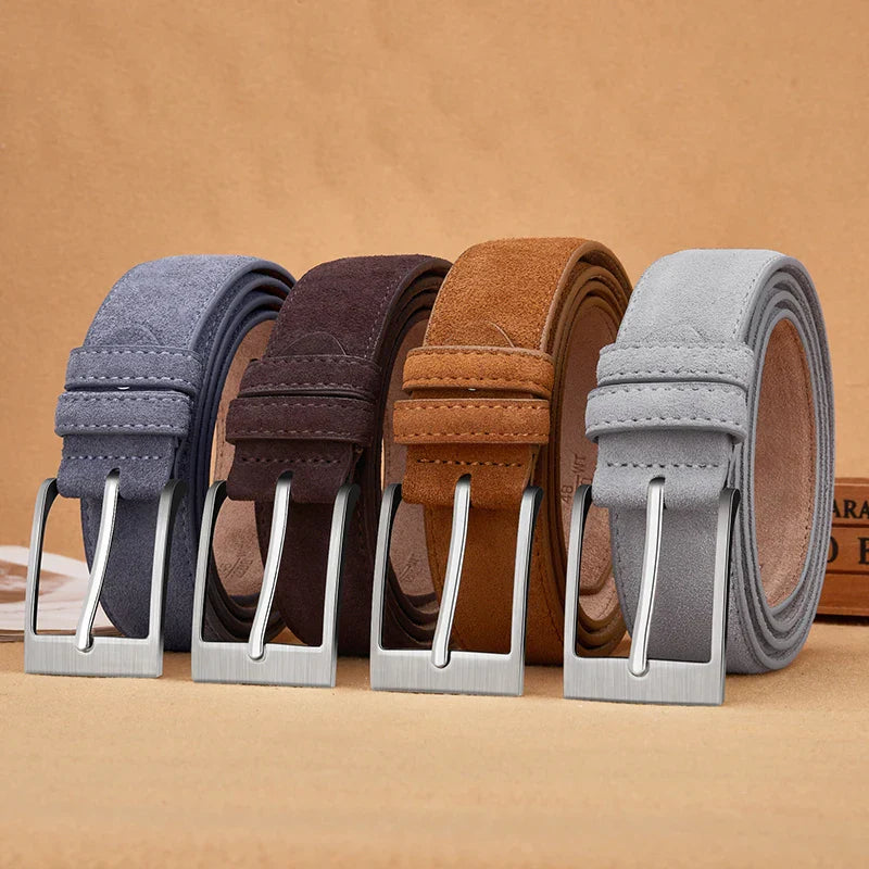 Men's Brown Suede Leather Belt