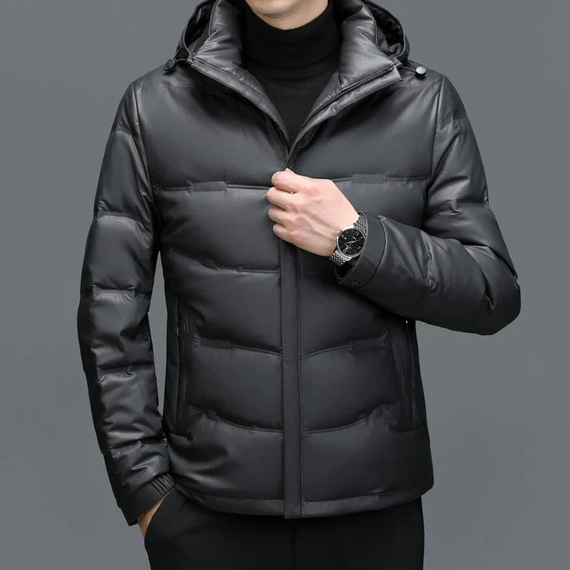 Belmont Genuine Leather Duck Down Jacket