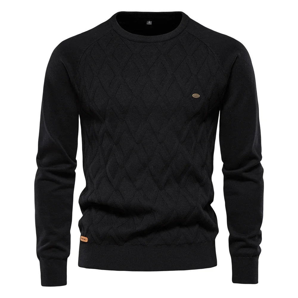 Dario Pini Men’s Argyle Knit O-Neck Sweater