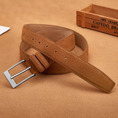 Men's Brown Suede Leather Belt