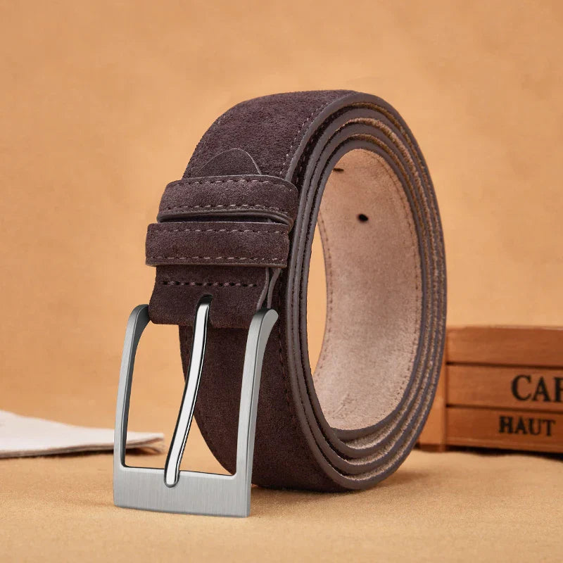Men's Brown Suede Leather Belt