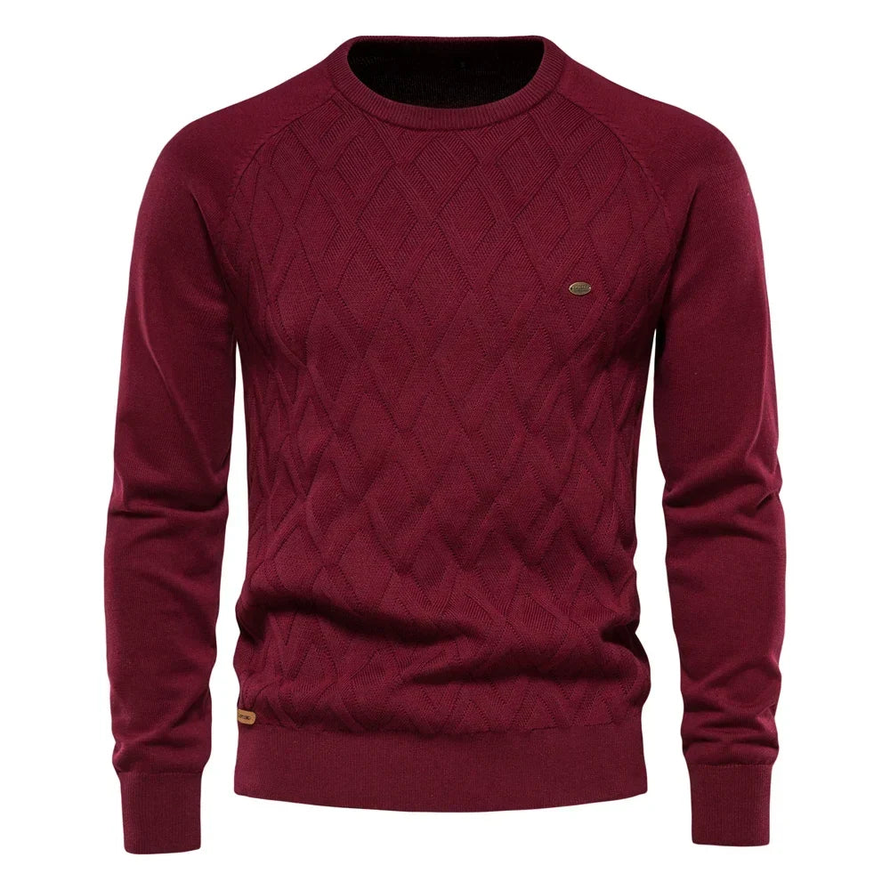 Dario Pini Men’s Argyle Knit O-Neck Sweater