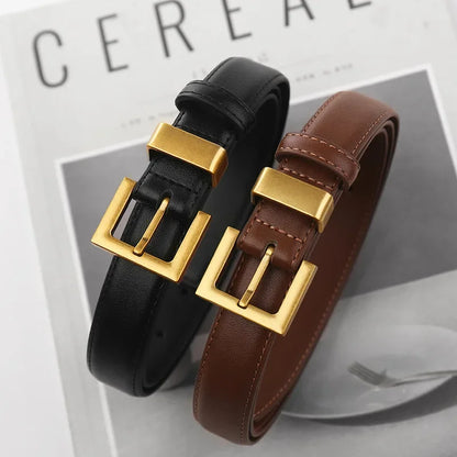 Women's Genuine Leather Belt Square Buckle Belt