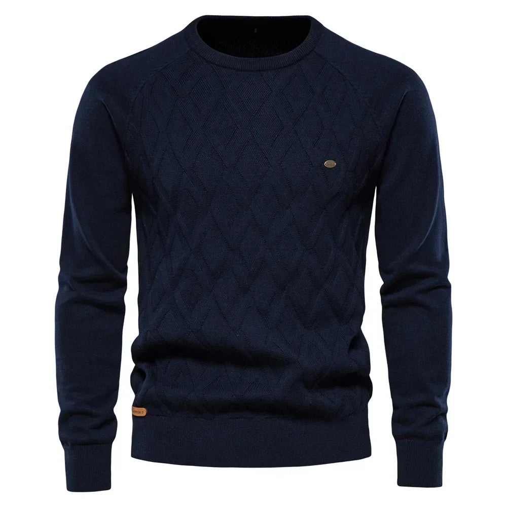 Dario Pini Men’s Argyle Knit O-Neck Sweater