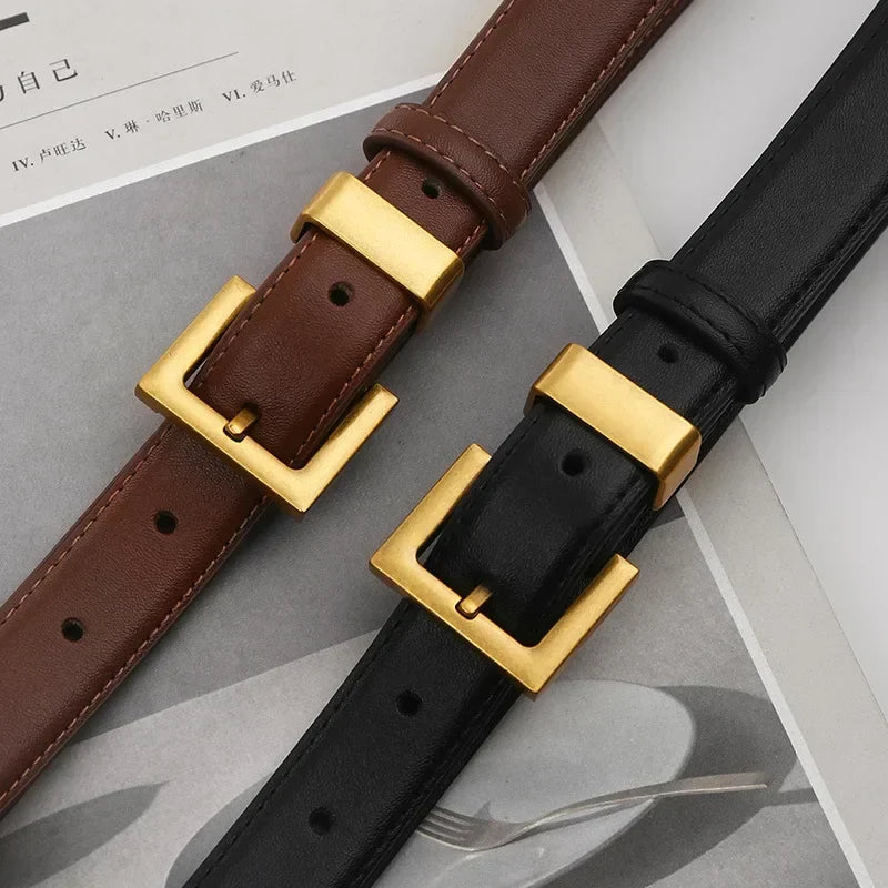 Women's Genuine Leather Belt Square Buckle Belt