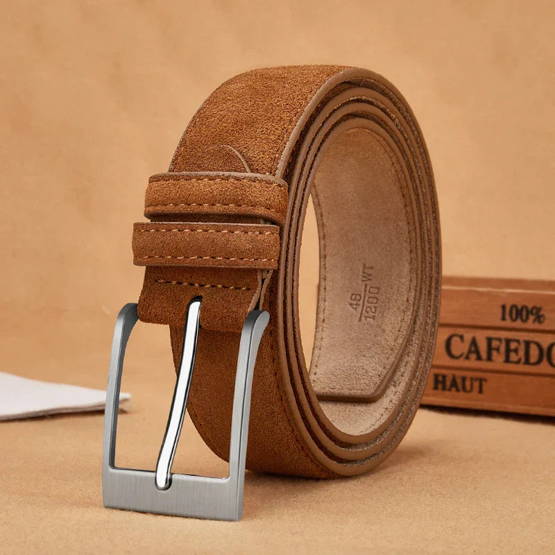 Men's Brown Suede Leather Belt