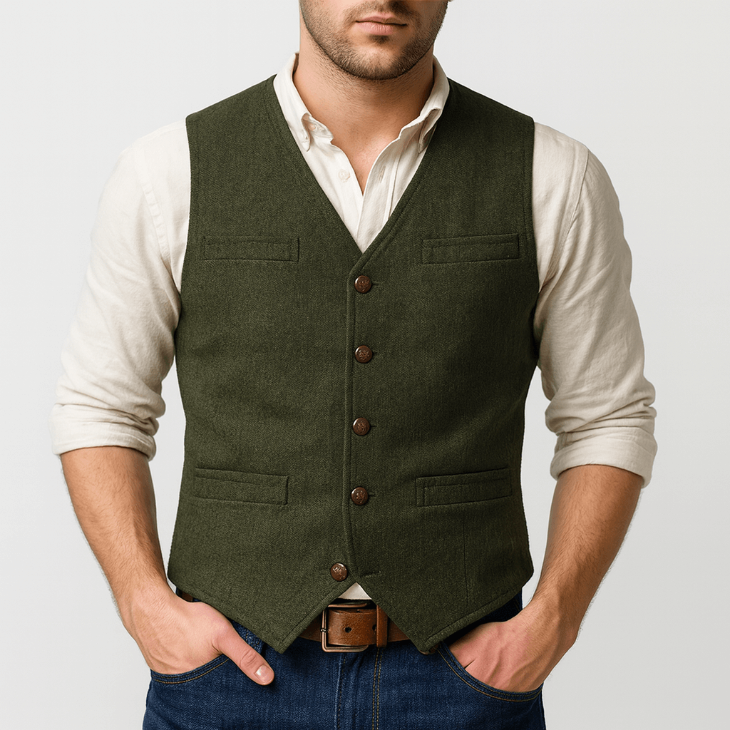 Men's Tweed-Style Button Vest