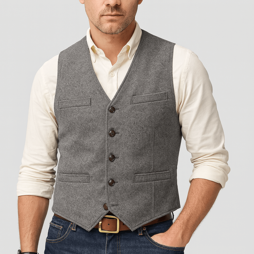 Men's Tweed-Style Button Vest