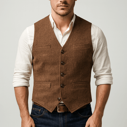 Men's Tweed-Style Button Vest