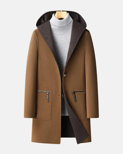 Regent Hooded Men Wool Overcoat