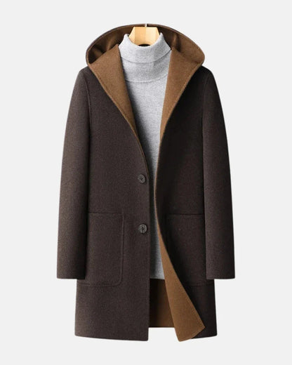 Regent Hooded Men Wool Overcoat