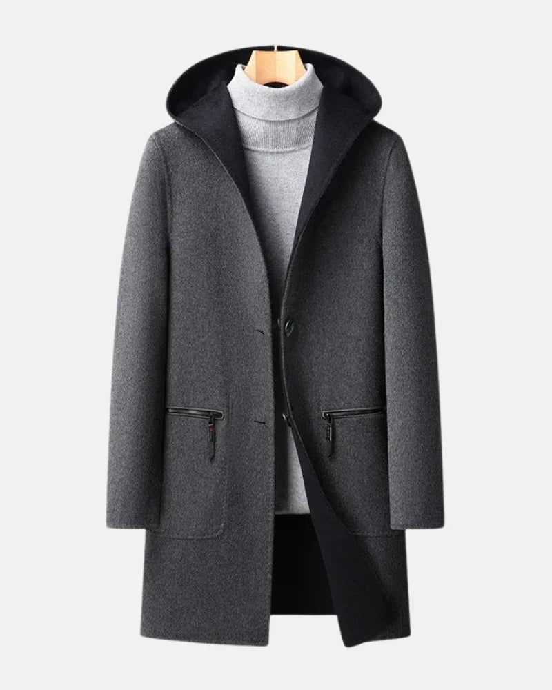 Regent Hooded Men Wool Overcoat