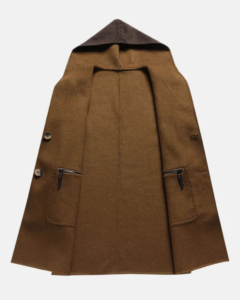 Regent Hooded Men Wool Overcoat