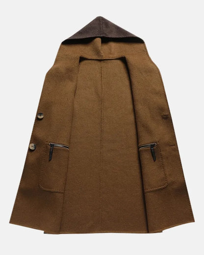 Regent Hooded Men Wool Overcoat